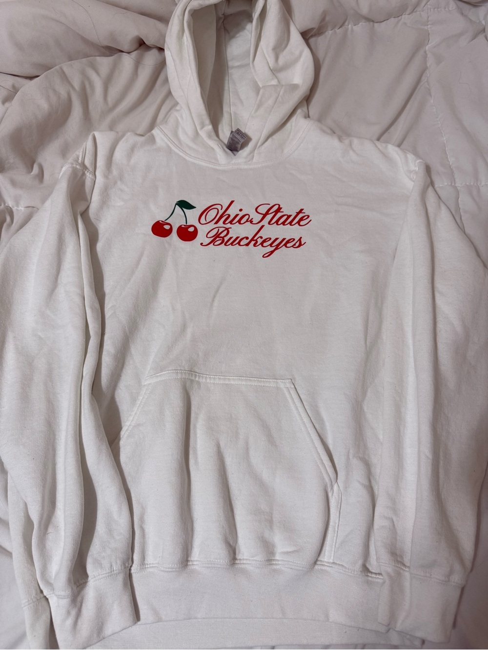 Ohio State Buckeyes White Hoodie with Cherry Logo